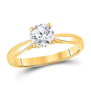 14kt Yellow Gold Womens Round Diamond Solitaire Bridal Wedding Engagement Ring 3/4 Cttw