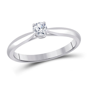 14kt White Gold Round Diamond Solitaire Bridal Wedding Engagement Ring 1/4 Cttw