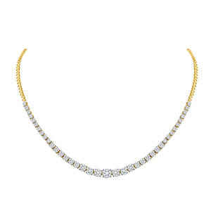 14kt Yellow Gold Womens Round Diamond Tennis Fashion Cluster Necklace 2-1/3 Cttw