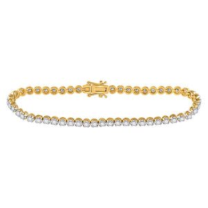 14kt Yellow Gold Womens Round Diamond Studded Tennis Bracelet 1 Cttw