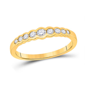10kt Yellow Gold Womens Round Diamond Stackable Band Ring 1/3 Cttw