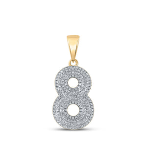 10kt Yellow Gold Mens Round Diamond Number 8 Charm Pendant 1/2 Cttw