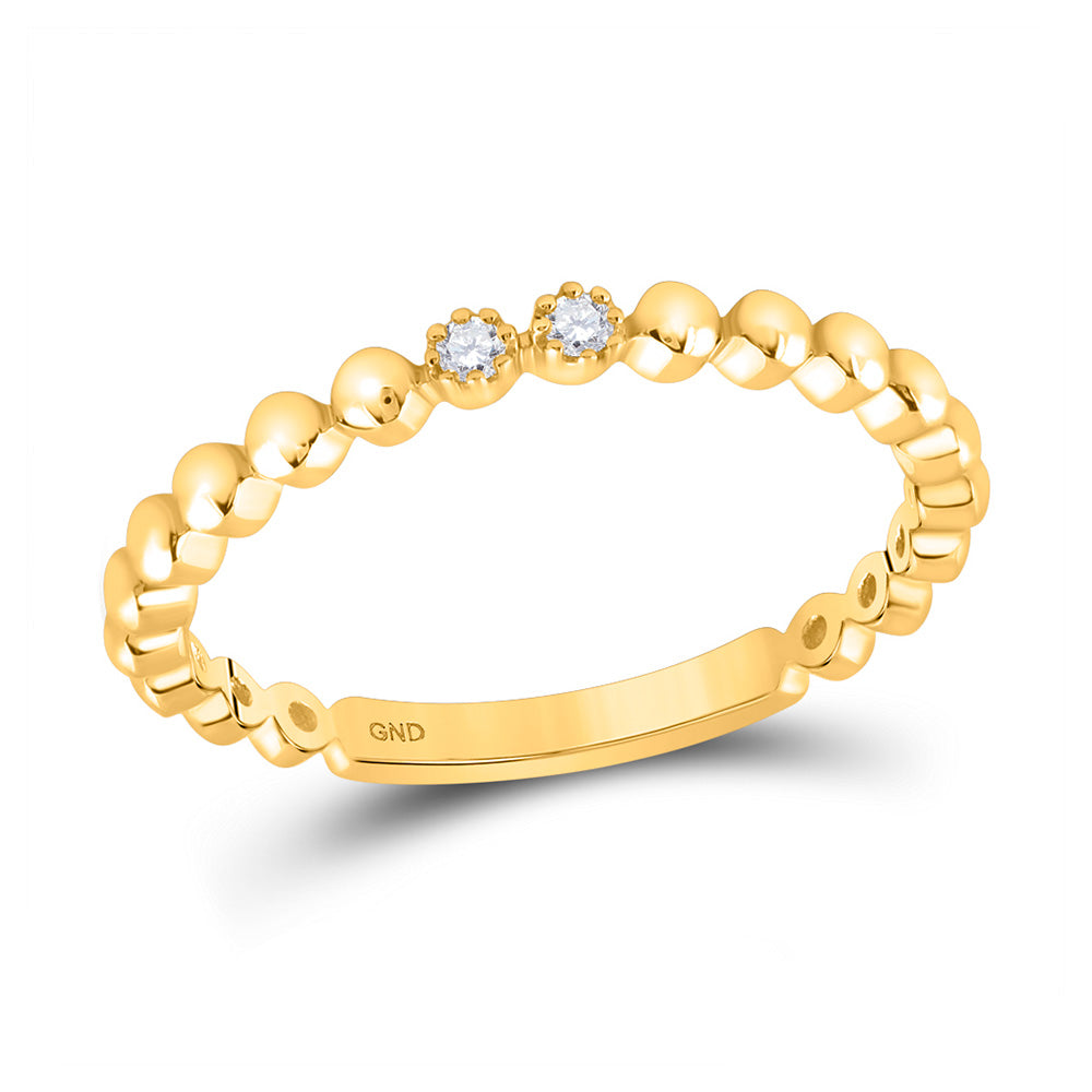 10kt Yellow Gold Womens Round Diamond 2-Stone Stackable Band Ring .03 Cttw