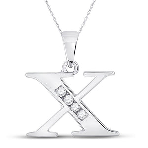 10kt White Gold Womens Round Diamond X Initial Letter Pendant 1/20 Cttw
