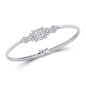14kt White Gold Womens Round Diamond Fashion Cluster 5-stone Bracelet 3/4 Cttw