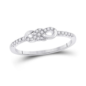 10kt White Gold Womens Round Diamond Knot Stackable Band Ring 1/6 Cttw
