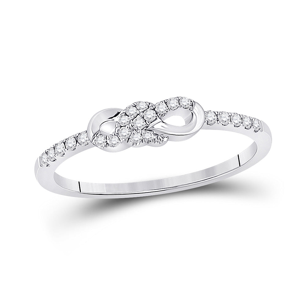 10kt White Gold Womens Round Diamond Knot Stackable Band Ring 1/6 Cttw
