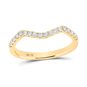 10kt Yellow Gold Womens Round Diamond Wedding Curved Enhancer Band 1/5 Cttw