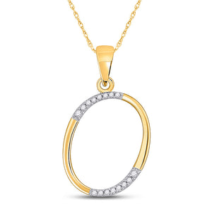 10kt Yellow Gold Womens Round Diamond O Initial Letter Pendant 1/12 Cttw