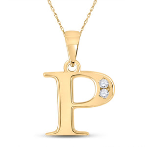 10kt Yellow Gold Womens Round Diamond P Initial Letter Pendant 1/20 Cttw