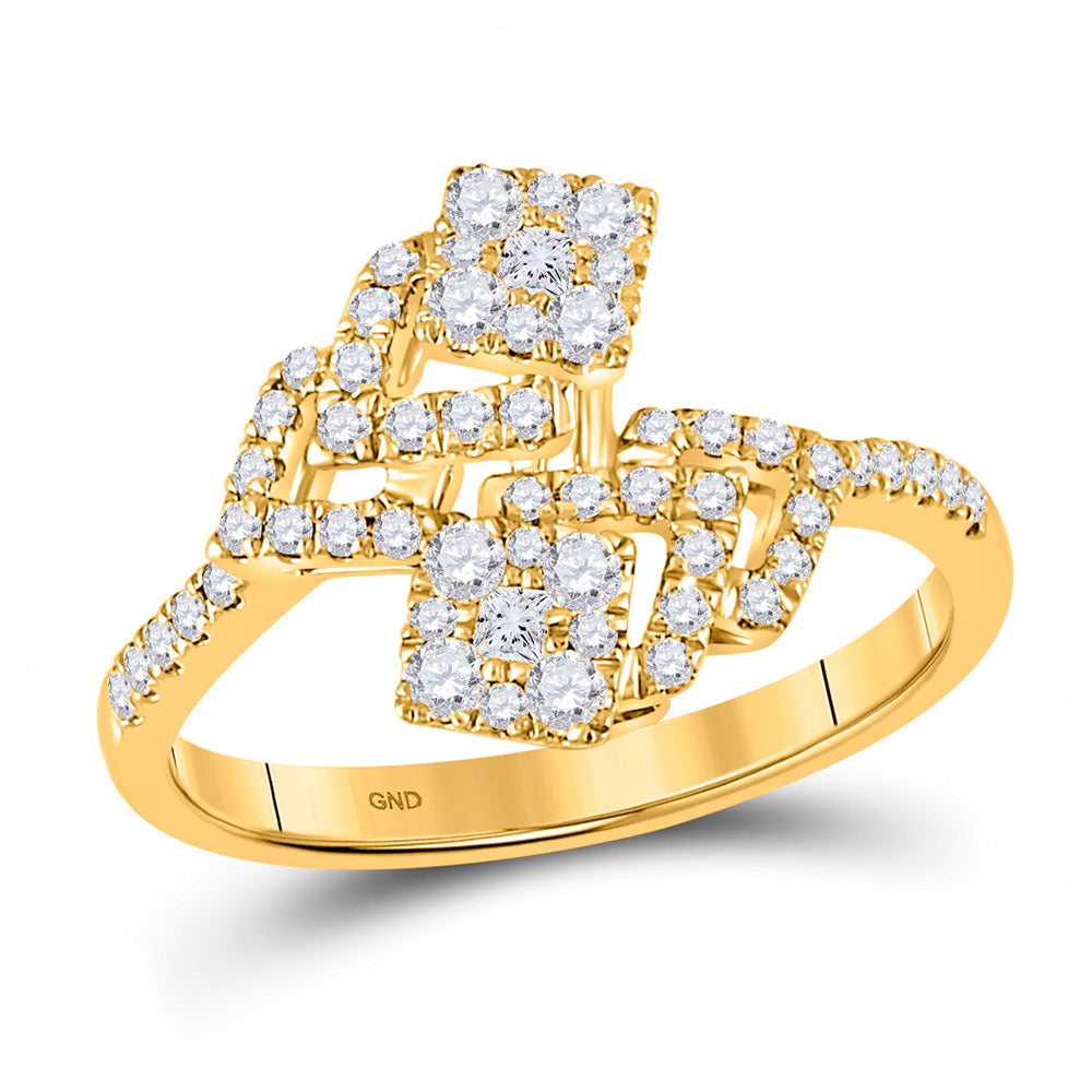 14kt Yellow Gold Womens Round Diamond Fashion Ring 1/2 Cttw