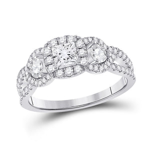 14kt White Gold Princess Diamond 3-stone Bridal Wedding Engagement Ring 1-1/3 Cttw