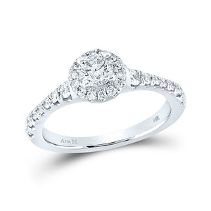 14kt White Gold Round Diamond Solitaire Bridal Wedding Engagement Ring 7/8 Cttw