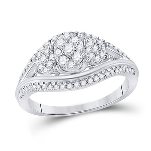 10kt White Gold Round Diamond Cluster 3-stone Bridal Wedding Engagement Ring 1/2 Cttw