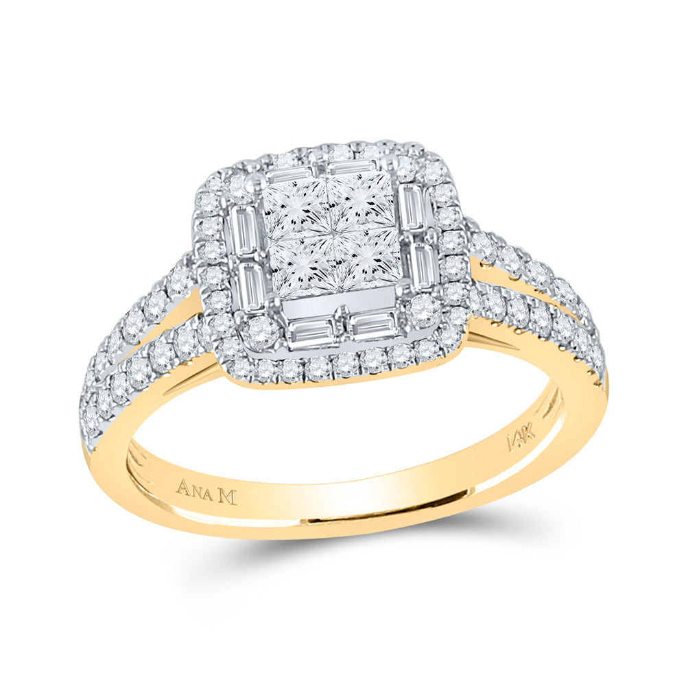 14kt Yellow Gold Princess Diamond Square Bridal Wedding Engagement Ring 1 Cttw