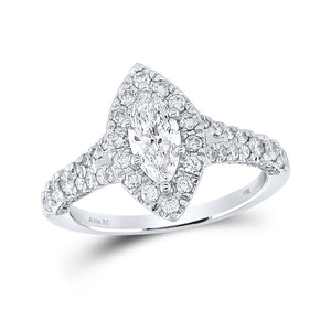 14kt White Gold Marquise Diamond Halo Bridal Wedding Engagement Ring 1-1/4 Cttw