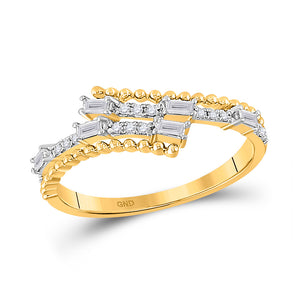 14kt Yellow Gold Womens Baguette Diamond Bypass Fashion Ring 1/5 Cttw