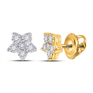 10kt Yellow Gold Womens Round Diamond Star Earrings 1/8 Cttw