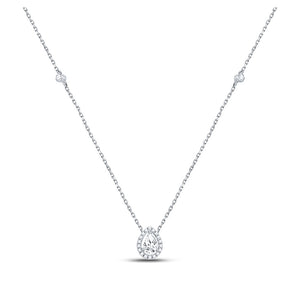 14kt White Gold Womens Pear Diamond Fashion Teardrop Necklace 1/2 Cttw