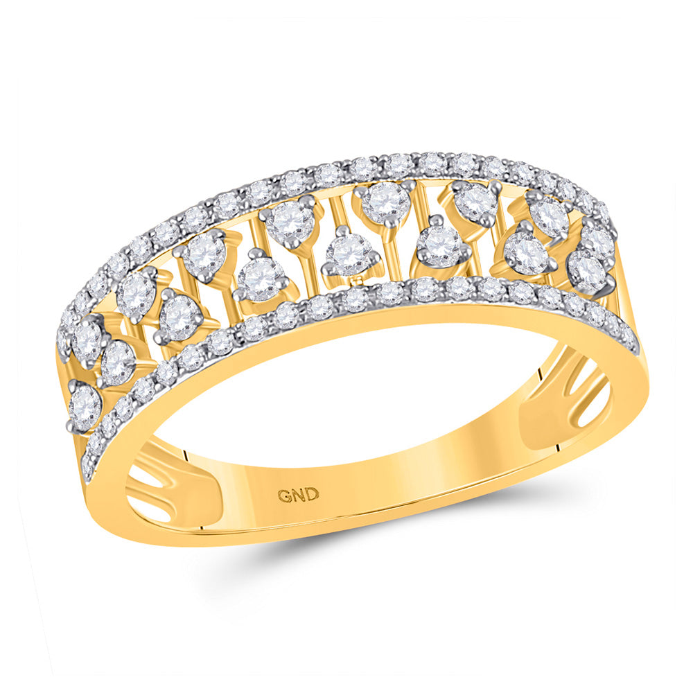 14kt Yellow Gold Womens Round Diamond Fashion Anniversary Ring 3/8 Cttw