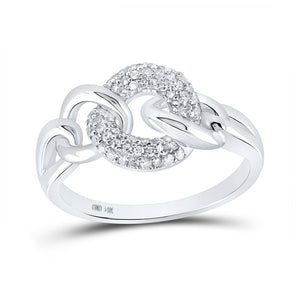 14kt White Gold Womens Round Diamond Curb Link Ring 1/5 Cttw