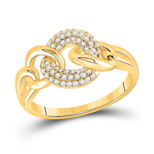 14kt Yellow Gold Womens Round Diamond Curb Link Ring 1/5 Cttw