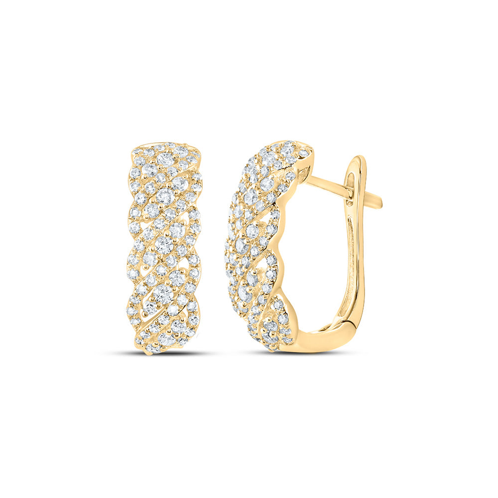 14kt Yellow Gold Womens Round Diamond Cascading Hoop Earrings 5/8 Cttw