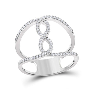 10kt White Gold Womens Round Diamond Negative Space Infinity Ring 1/4 Cttw