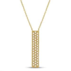 10kt Yellow Gold Womens Round Diamond Vertical Bar Necklace 1/4 Cttw