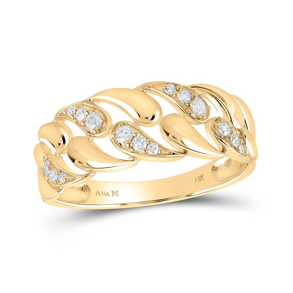 14kt Yellow Gold Womens Round Diamond Band Ring 1/6 Cttw