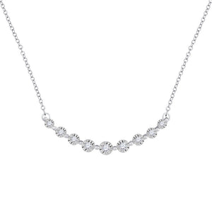 10kt White Gold Womens Round Diamond Fashion Necklace 1/5 Cttw