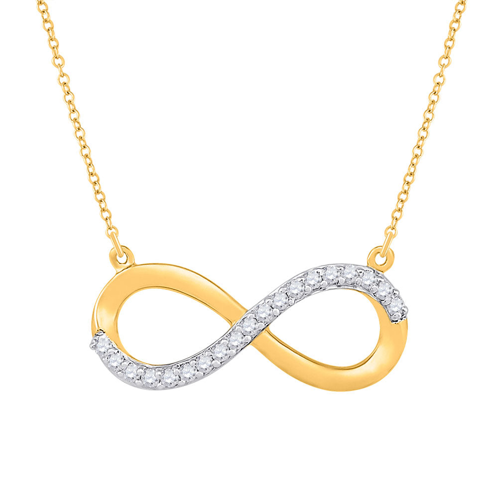 10kt Yellow Gold Womens Round Diamond Infinity Necklace 1/20 Cttw