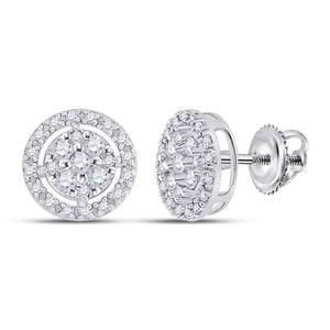 10kt White Gold Womens Round Diamond Cluster Earrings .01 Cttw