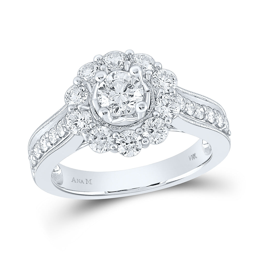 14kt White Gold Round Diamond Solitaire Bridal Wedding Engagement Ring 1-5/8 Cttw