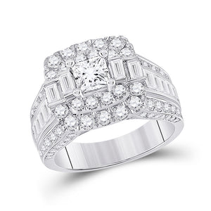 14kt White Gold Princess Diamond Square Bridal Wedding Engagement Ring 3 Cttw