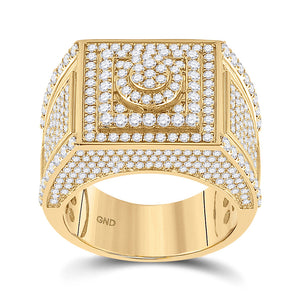 14kt Yellow Gold Mens Round Diamond Square Cluster Ring 3 Cttw