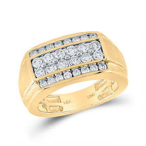 14kt Yellow Gold Mens Round Diamond Band Ring 1-1/2 Cttw