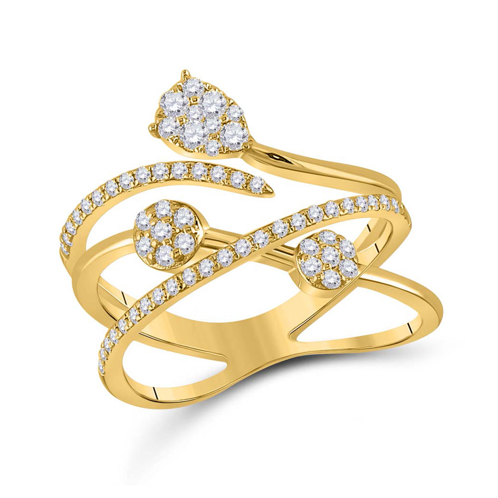14kt Yellow Gold Womens Round Diamond Abstract Fashion Ring 1/2 Cttw