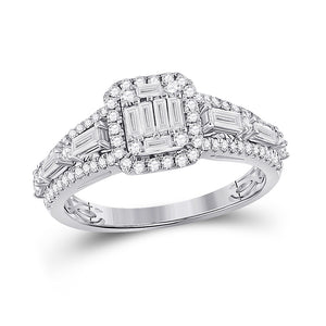 14kt White Gold Womens Round Diamond Square Cluster Ring 7/8 Cttw
