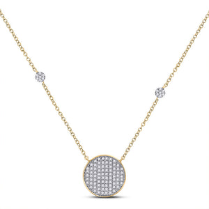 10kt Yellow Gold Womens Round Diamond Circle Cluster Necklace 1/4 Cttw