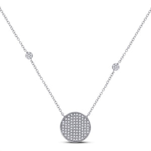 10kt White Gold Womens Round Diamond Circle Cluster Necklace 1/4 Cttw