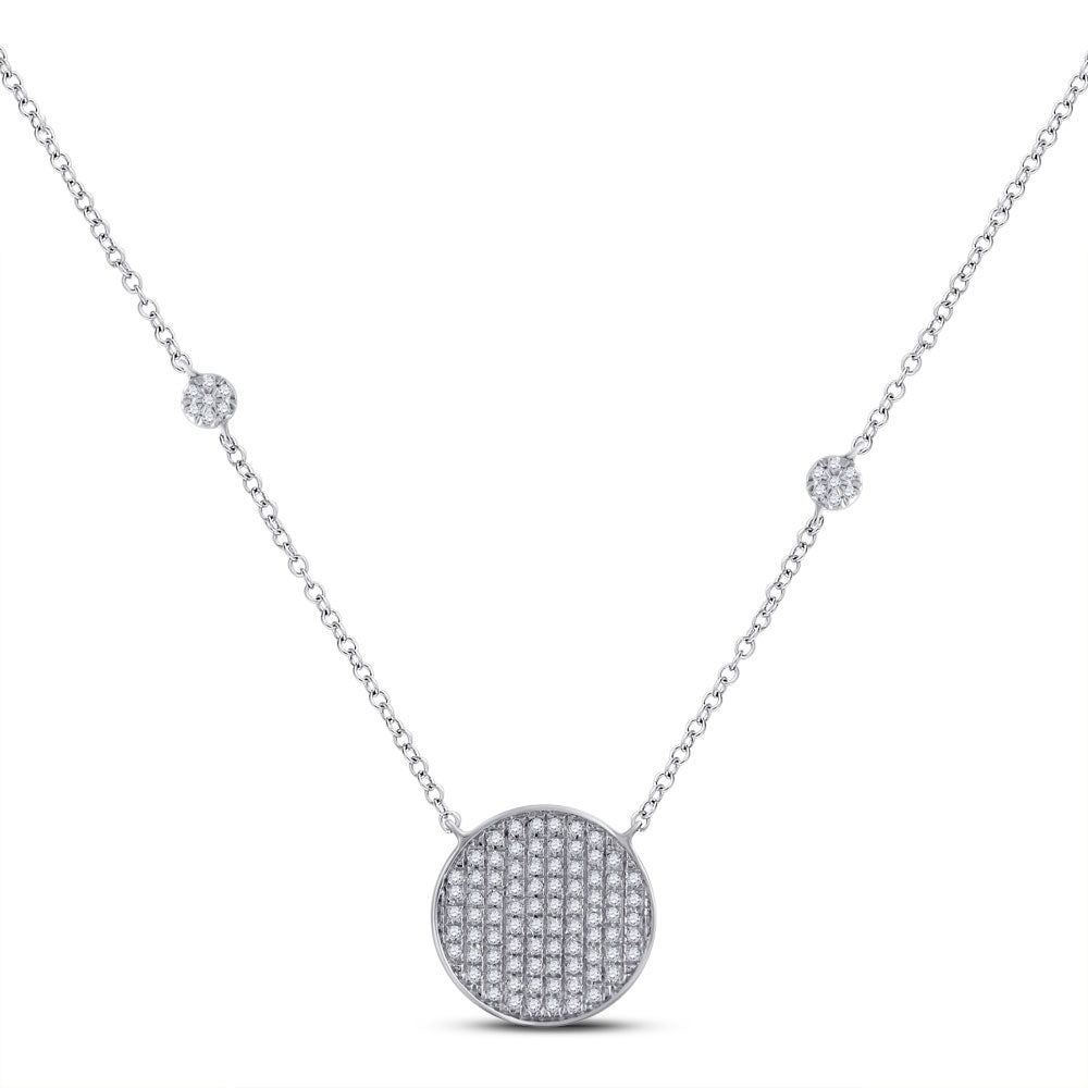 10kt White Gold Womens Round Diamond Circle Cluster Necklace 1/4 Cttw