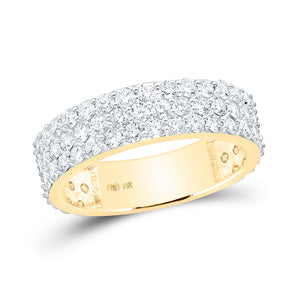 14kt Yellow Gold Mens Round Diamond Pave Band Ring 2-7/8 Cttw