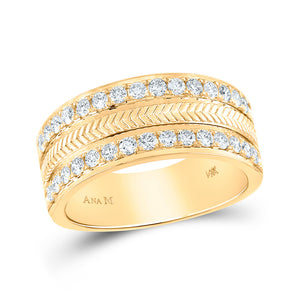 14kt Yellow Gold Mens Round Diamond Wheat Wedding Band Ring 1 Cttw
