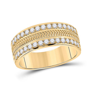 14kt Yellow Gold Mens Round Diamond Wedding Wheat Band Ring 3/4 Cttw