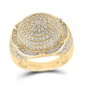14kt Yellow Gold Mens Round Diamond Circle Cluster Ring 2-1/2 Cttw