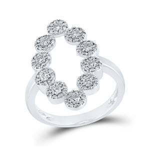 10kt White Gold Womens Round Diamond Oblong Fashion Ring 5/8 Cttw