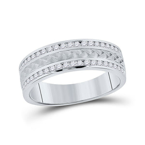 14kt White Gold Mens Round Diamond Wedding Braided Band Ring 1/2 Cttw