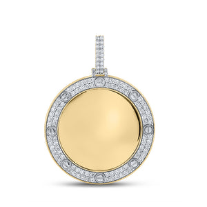 10kt Yellow Gold Mens Round Diamond Mirror Circle Charm Pendant 2 Cttw