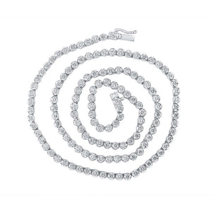 10kt White Gold Mens Round Diamond 20-inch Link Chain Necklace 9 Cttw